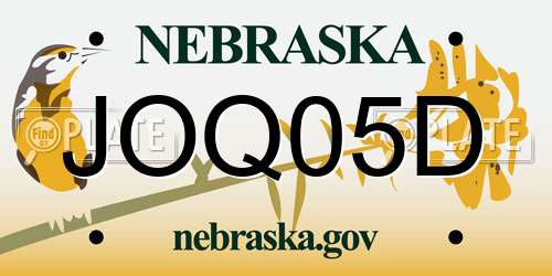 JOQ05D Nebraska License Plate