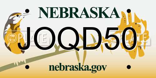 JOQD50 Nebraska License Plate