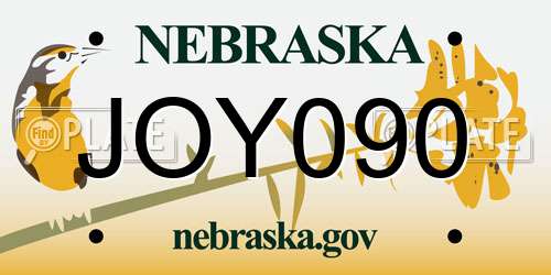 JOY090 Nebraska License Plate