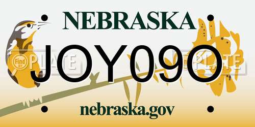 JOY09O Nebraska License Plate