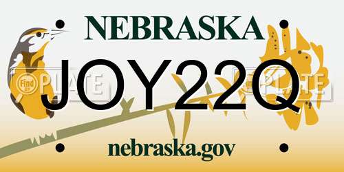 JOY22Q Nebraska License Plate