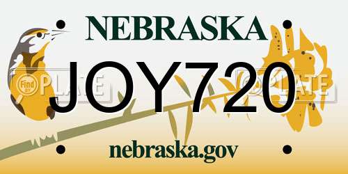 JOY720 Nebraska License Plate
