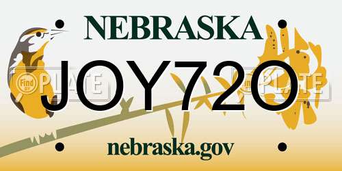 JOY72O Nebraska License Plate