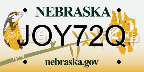JOY72Q Nebraska License Plate