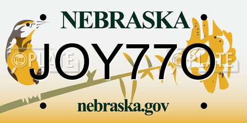 JOY77O Nebraska License Plate
