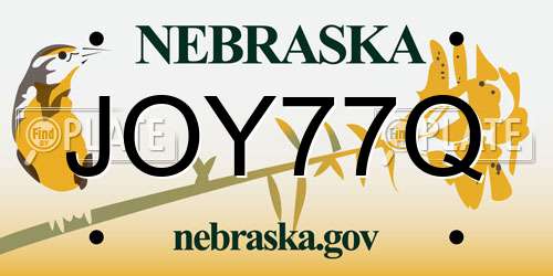 JOY77Q Nebraska License Plate