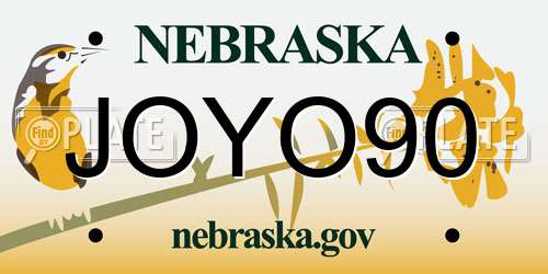 JOYO90 Nebraska License Plate
