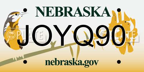 JOYQ90 Nebraska License Plate