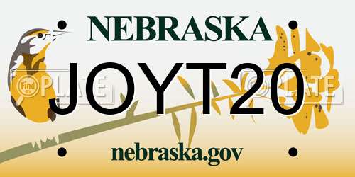 JOYT20 Nebraska License Plate