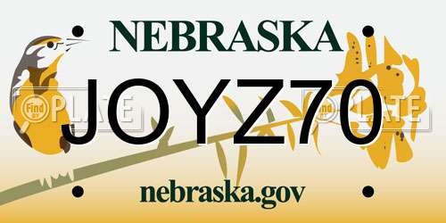 JOYZ70 Nebraska License Plate