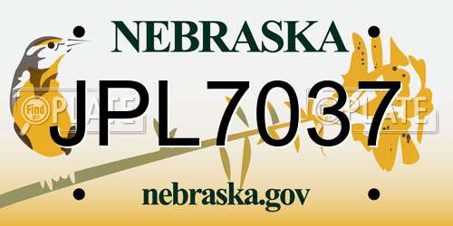 JPL7037 Nebraska License Plate