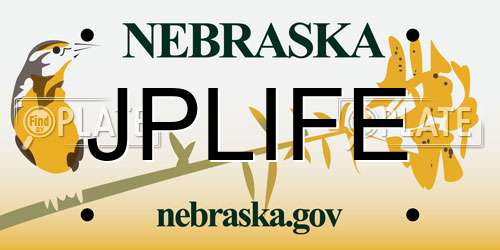 JPLIFE Nebraska License Plate