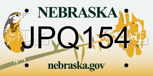 JPQ154 Nebraska License Plate