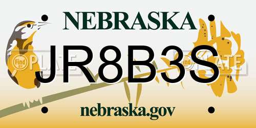 JR8B3S Nebraska License Plate