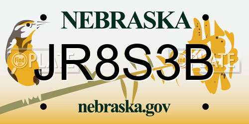 JR8S3B Nebraska License Plate