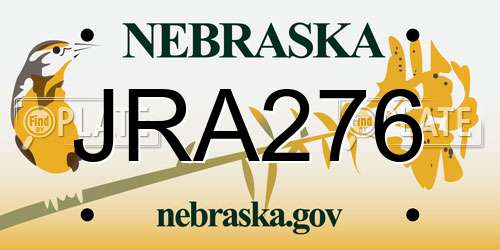 JRA276 Nebraska License Plate