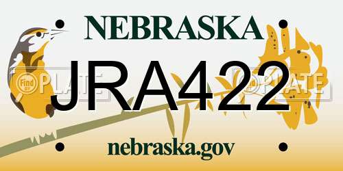 JRA422 Nebraska License Plate