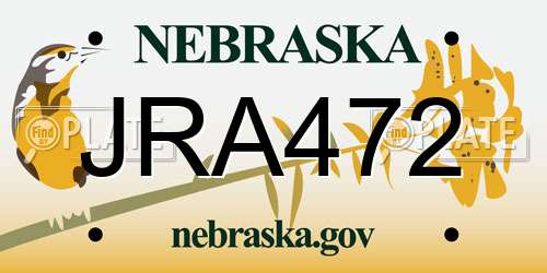 JRA472 Nebraska License Plate