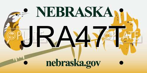 JRA47T Nebraska License Plate