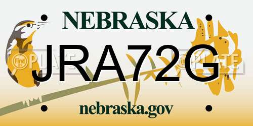 JRA72G Nebraska License Plate