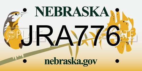 JRA776 Nebraska License Plate