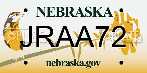 JRAA72 Nebraska License Plate