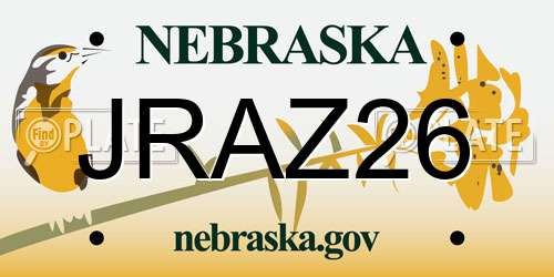 JRAZ26 Nebraska License Plate