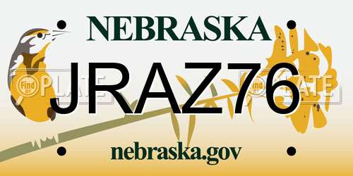 JRAZ76 Nebraska License Plate