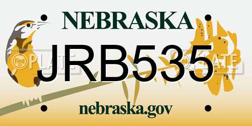 JRB535 Nebraska License Plate