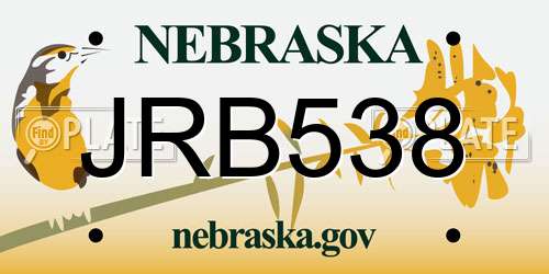 JRB538 Nebraska License Plate