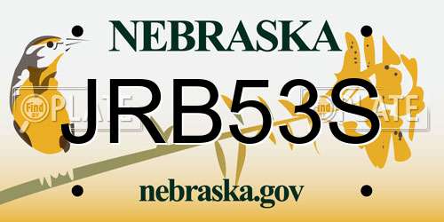 JRB53S Nebraska License Plate