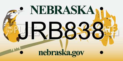 JRB838 Nebraska License Plate