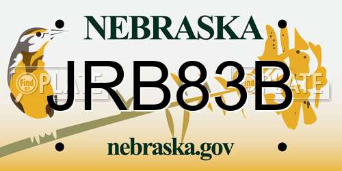 JRB83B Nebraska License Plate