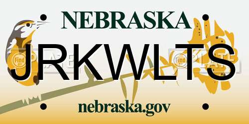 JRKWLTS Nebraska License Plate