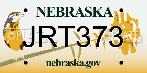 JRT373 Nebraska License Plate