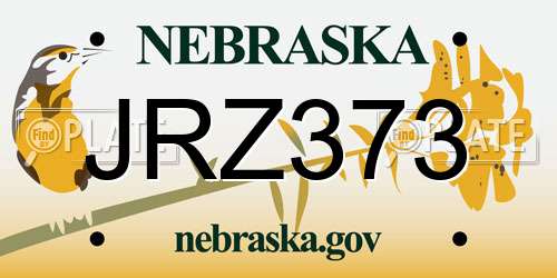 JRZ373 Nebraska License Plate