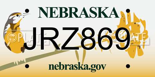 JRZ869 Nebraska License Plate