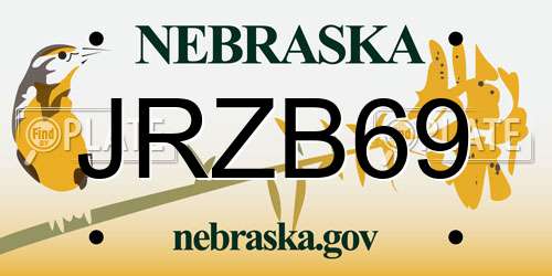 JRZB69 Nebraska License Plate