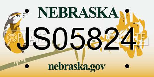 JS05824 Nebraska License Plate