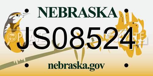 JS08524 Nebraska License Plate