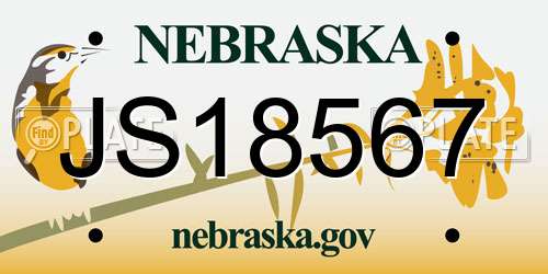 JS18567 Nebraska License Plate