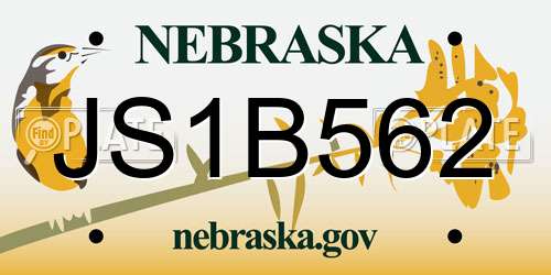 JS1B562 Nebraska License Plate