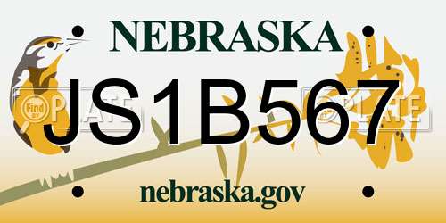 JS1B567 Nebraska License Plate