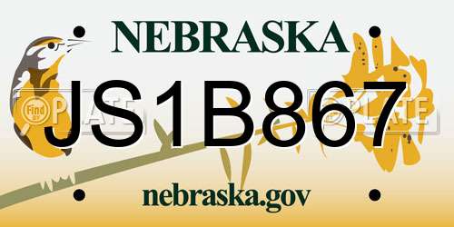 JS1B867 Nebraska License Plate