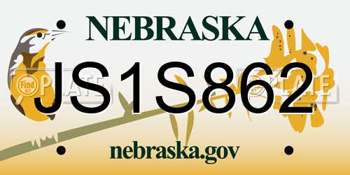 JS1S862 Nebraska License Plate