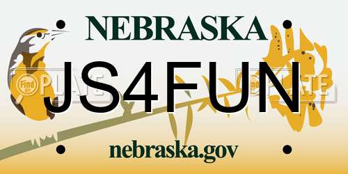 JS4FUN Nebraska License Plate