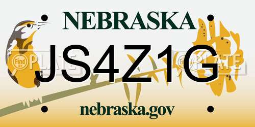JS4Z1G Nebraska License Plate
