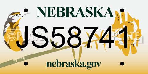 JS58741 Nebraska License Plate