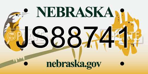 JS88741 Nebraska License Plate