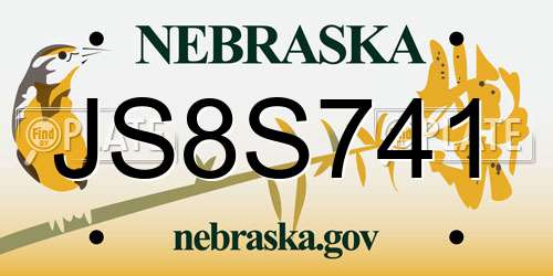 JS8S741 Nebraska License Plate